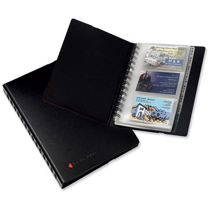 Exacompta Exacard Business Card File Recycled Polypropylene Dividers Index Capacity 120 Black