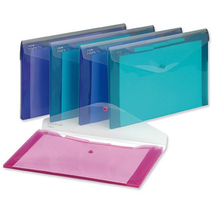 Snopake Polyfile Trio Electra Wallet File Polypropylene with Pocket Foolscap Assorted [Pack 5]