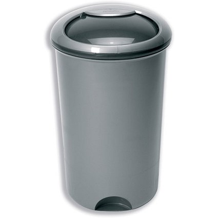 Addis Bin with Rotating Lid & Footplate, 50 Litre, Metallic Silver