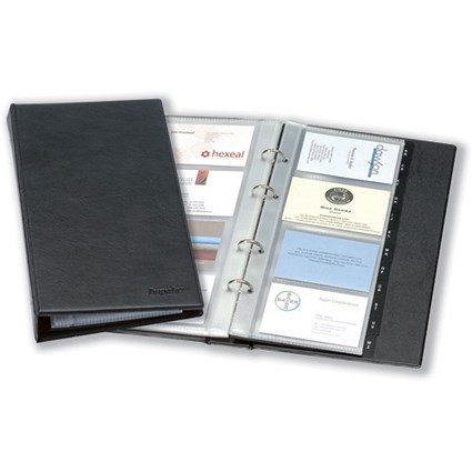 Impala Business Card Book Binder PVC for 84 Cards 4-Ring 255x140mm Black