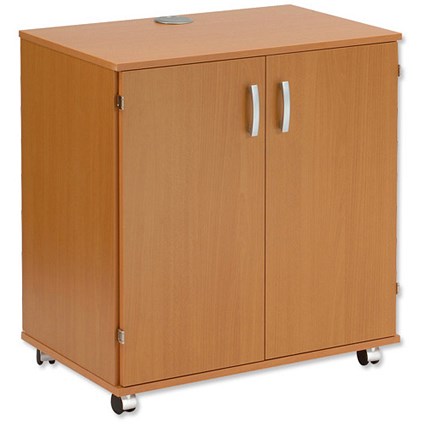 Trexus Mobile PC Cabinet with Keyboard Shelf and Printer Stand W750xD510xH829mm Beech