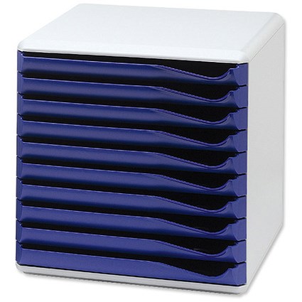 Form Set Filing Unit with 10 Drawers A4 Blue and Grey