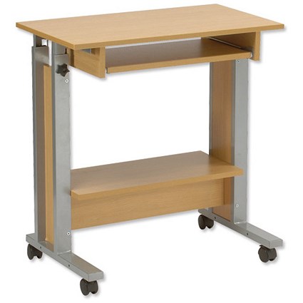 Trexus Mobile PC Workstation Height-adjustable W750xD450xH770-1020mm Oak