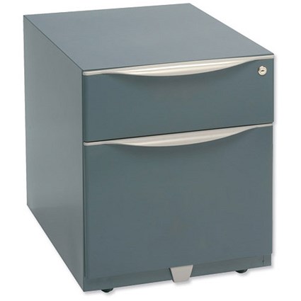 Trexus Steel Low Under-desk Filing Pedestal / 2-Drawer / A4 / Grey