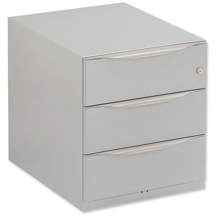 Trexus Steel Low Under-desk Pedestal / 3-Drawer / Silver