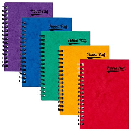 Pukka Pad Pressboard Side Wirebound Pad, A6, Feint Ruled, 120 Pages, Assorted, Pack of 10