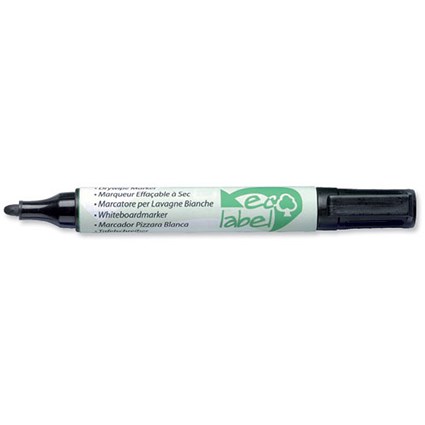 Ecolabel Drywipe Marker with Recycled Paper Barrel Bullet Tip Line 1.5mm Black [Pack 10]