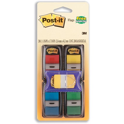Post-it Index Flags 50 per Pack 25mm Assorted Ref 680-RYBGVA [Value Pack of 4 and Strong Index Sample]