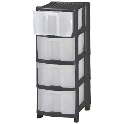Strata Storage Unit Mobile 4 Drawer W320xD410xH810mm Black Ref HW434