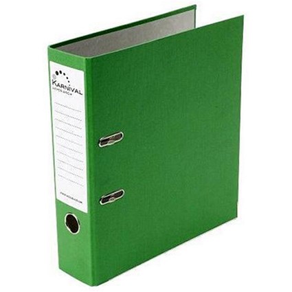 Rexel Karnival A4 Lever Arch Files / Board / Slotted Covers / 70mm Spine / Green / Pack of 10
