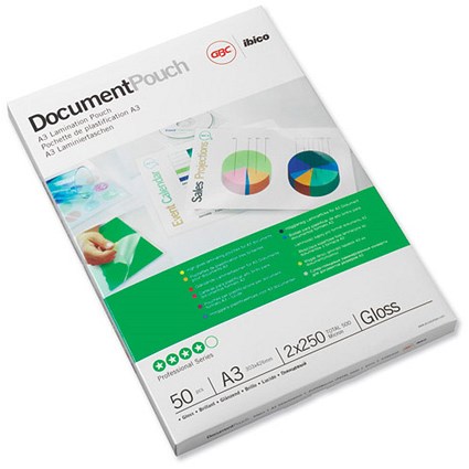 GBC A3 Laminating Pouches / Thick / 500 Micron / Glossy / Pack of 50