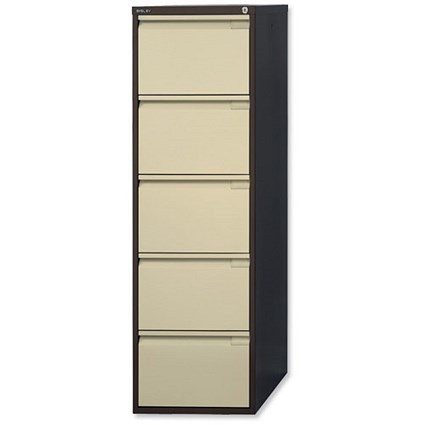 Bisley BS5E Filing Cabinet Flush-front 5-Drawer W470xD622xH1511mm Brown and Cream Ref BS5E-0506