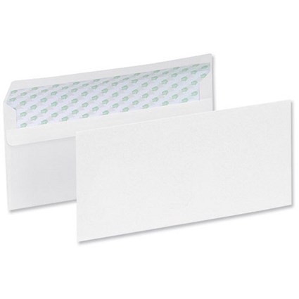 5 Star Eco Recycled Plain DL Wallet Envelopes / White / Press Seal / 90gsm / Pack of 1000