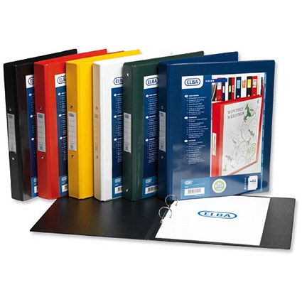 Elba Vision Ring Binder / Clear Front Pocket / 2 O-Ring / 40mm Spine / 25mm Capacity / A4 Assorted / Pack of 10
