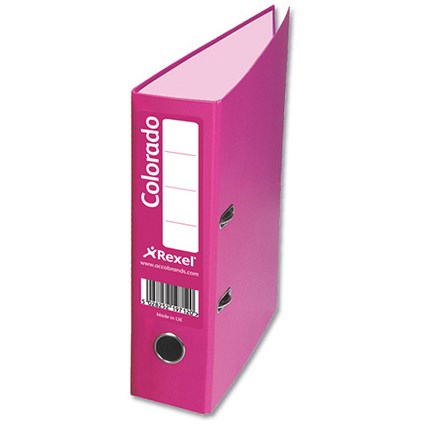 Rexel Colorado Lever Arch File Plastic 80mm Spine A4 Pink [Pack 10]