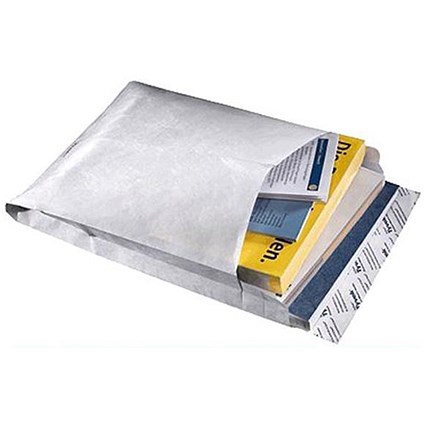 Tyvek Strong Extra Capacity Gusseted Envelopes / B4 / H343xW250xD20mm / White / Pack of 100