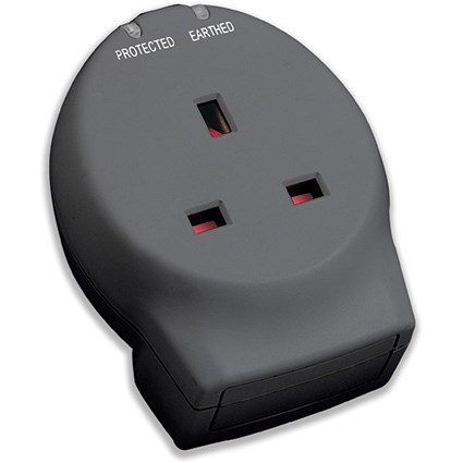 Compucessory Surge Adaptor Single Outlet LED and UK Phone Socket 13A 250V AC Max.714 Joules