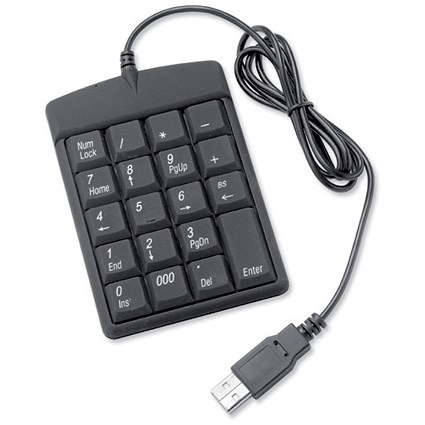 Compucessory USB Keypad Slim Rubber-coated with Nylon Pouch 150g Black