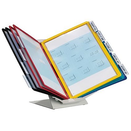 Durable Desktop or Wall Mounting Display System, 10 Panels, A4, Assorted