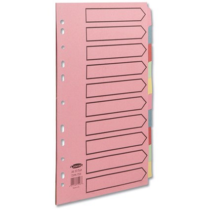 Concord Subject Dividers 160gsm 10-Part Printed A4 Assorted