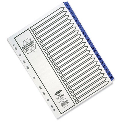Concord Recycled Index Europunched 1-20 Purple Tabs A4 White