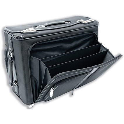 Masters Pilot Case Nylon Wheeled Laptop Filing and Organiser Sections W485xD200xH325mm Black