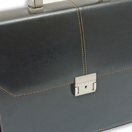 Masters Briefcase Polyurethane with Shoulder Strap and Pearl Nickel Trim W400xD70xH300mm Black