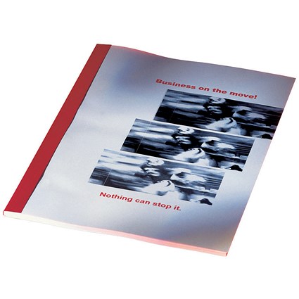 GBC Thermal Binding Covers, 1.5mm, Front: Clear, Back: Red Leathergrain, A4, Pack of 100