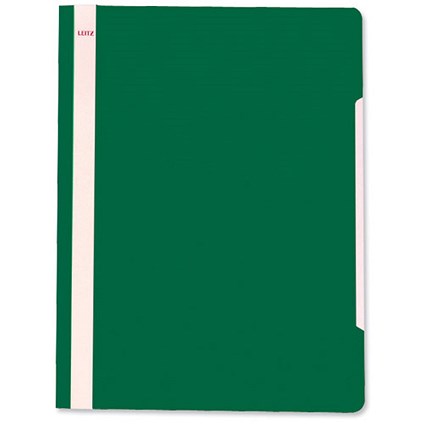 Leitz Standard Data Files Semi-rigid PVC Clear Front 20mm Title Strip A4 Green [Pack 25]
