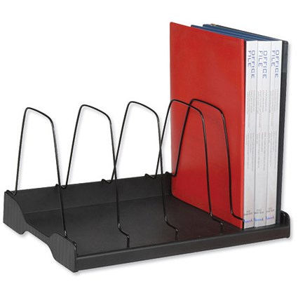 Adjustable Book Rack with 6 Wire Dividers / W388xD275xH220mm / Black