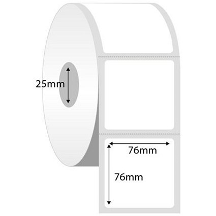 Thermalrite Direct Thermal Labels, 76x76mm, 25mm core, 750 Labels per Roll, Pack of 20