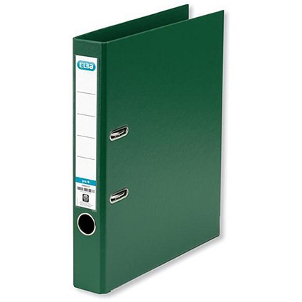 Elba Mini Lever Arch File PVC 50mm Spine A4 Green [Pack 10]