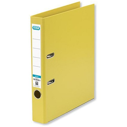 Elba Mini Lever Arch File PVC 50mm Spine A4 Yellow [Pack 10]