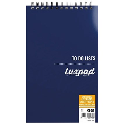 Silvine Luxpad Wirebound Things To-Do Book 203 x 127mm 240 Pages Ruled Blue (Pack 5) -