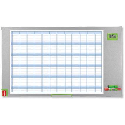 Nobo Performance Plus Planning Board Calendar Grid Magnetic Drywipe W1100xH600mm