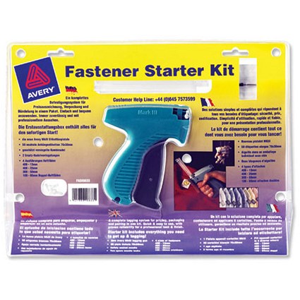 Avery Fastener Tagging Starter Kit with Gun and Needle and 3 Tag Styles and White Labels