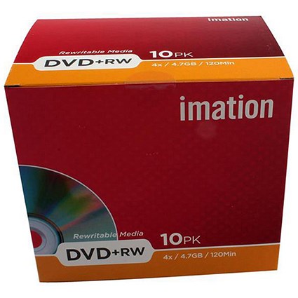 Imation DVD+RW Rewritable Disk Cased 4x Speed 120min 4.7GB [Pack 10]