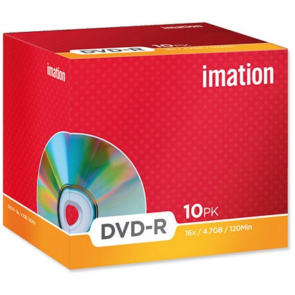 Imation DVD-R Recordable Disk Write-once Cased 16x Speed 120min 4.7GB [Pack 10]