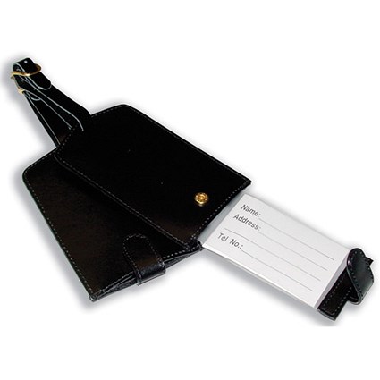 Masters Luggage Tag Leather Sliding Tag with Clip and Strong Buckle