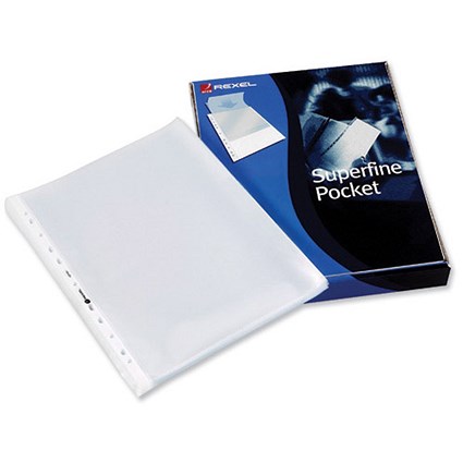 Rexel Superfine Pocket Multipunched Polypropylene Top-opening A5 Clear [Pack 20]