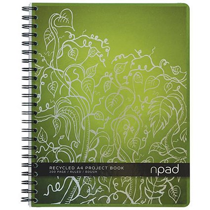Oxford npad Recycled Wirebound Project Book / A4+ / Ruled with Margin / 200 Pages / Pack of 3