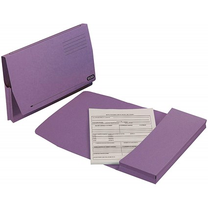 Elba Document Wallets Full Flap, 285gsm, Foolscap, Mauve, Pack of 50