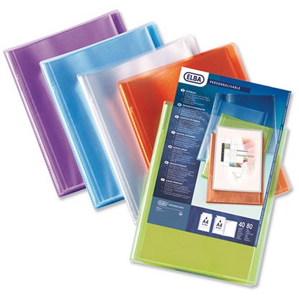 Elba Polyvision Display Book Polypropylene 40 Clear Pockets A4 Assorted [Pack 12]