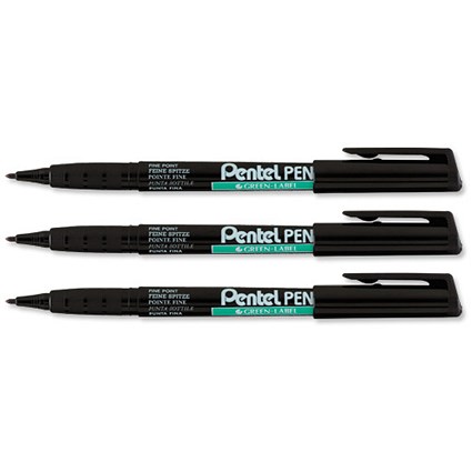 Pentel Permanent Marker Xylene/Toluene-free Fine Tipped 0.8mm Line Black [Pack 12]