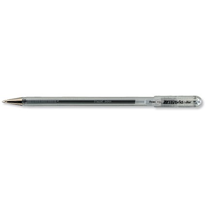 Pentel Hybrid Roller K106 Rollerball Pen 0.6mm Tip 0.35mm Line Black [Pack 12]