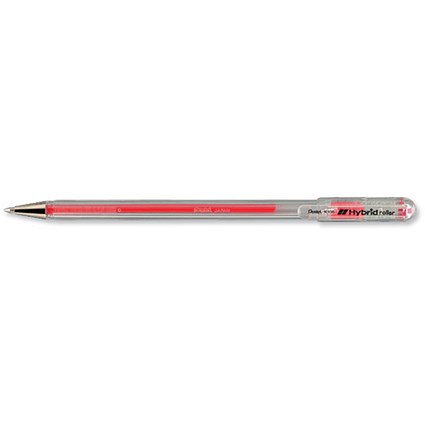 Pentel Hybrid Roller K106 Rollerball Pen 0.6mm Tip 0.35mm Line Red [Pack 12]