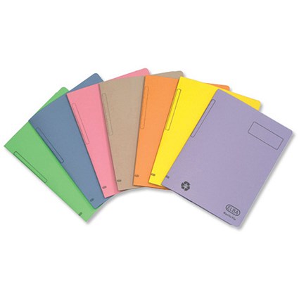 Elba Clifton Flat File with Front Pocket 315gsm Capacity 50mm Foolscap Mauve [Pack 25]