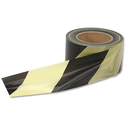 5 Star Office Barrier Tape in Dispenser Box 70mmx500m Yellow and Black
