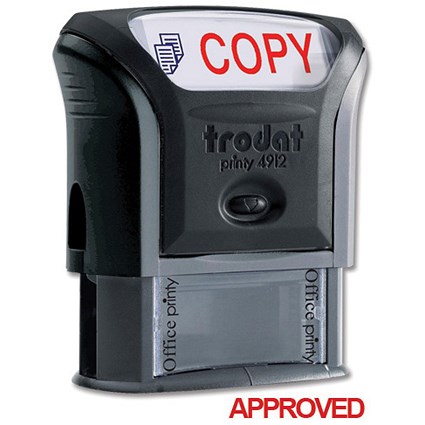 Trodat Office Printy Stamp Self-inking Approved 18x46mm Reinkable Red and Blue