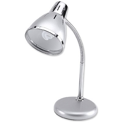 Unilux Retro Desk Lamp / Fluorescent / Flexible Arm / Ventilated Shade / H400mm / 12W / Grey